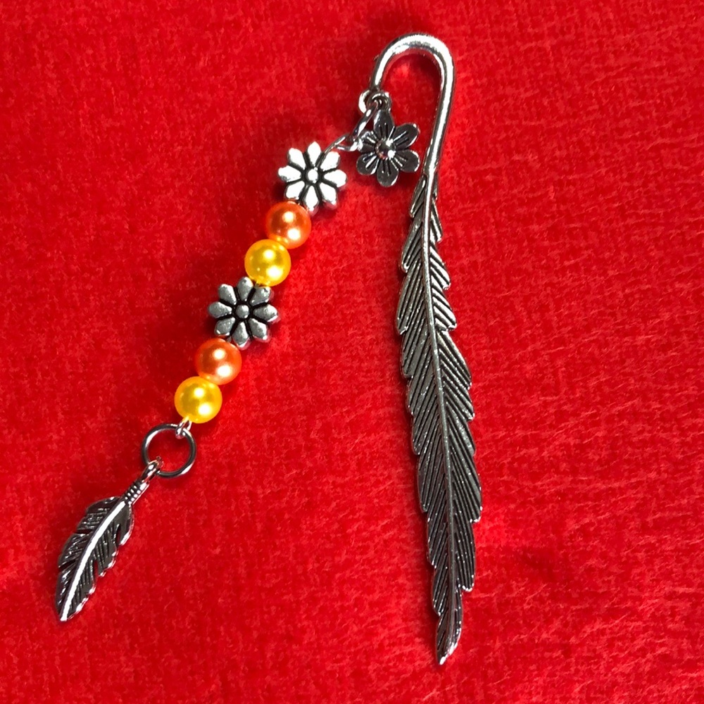NWT, Handmade by A Charmed Life. Silver Feather Bookmark